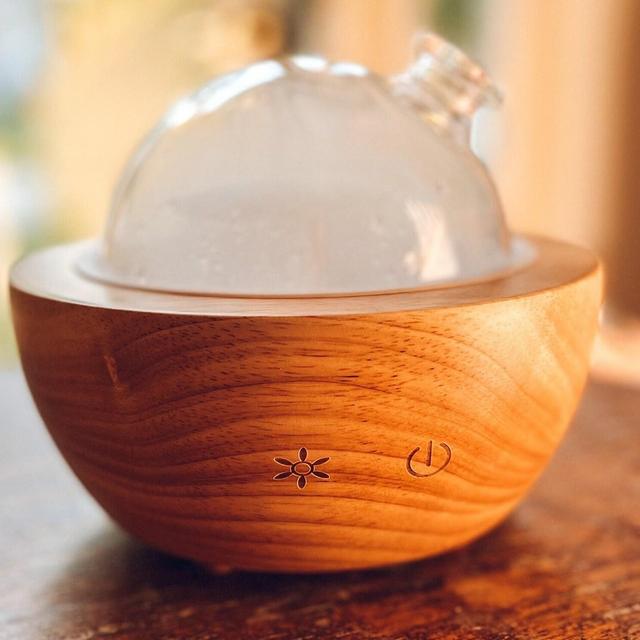 Aromatherapy Glass Dome Diffuser | Aromatherapy Glass + Real Wood Diffuser | Aromatherapy Diffuse | Eco Friendly | Free Diffuser Oil Sample
