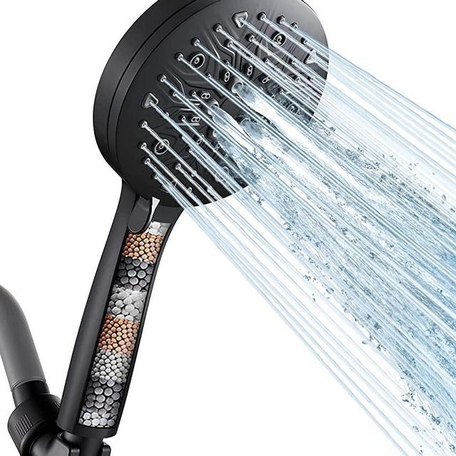 Cobbe 8 Spray Mode Handheld Shower Head with Filter High Pressure 5.11" Shower Head Set, and Hard Water Filter Shower Head, Matte Black