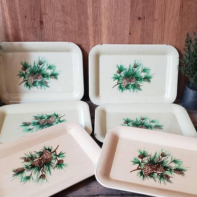 Vintage Trays Six Decorative Tin Trays...
