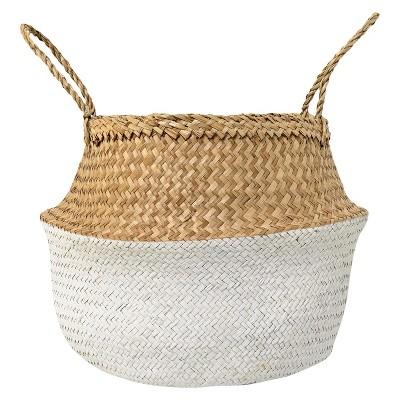 Seagrass Basket With Handles (19") - Natural & White - 3R Studios