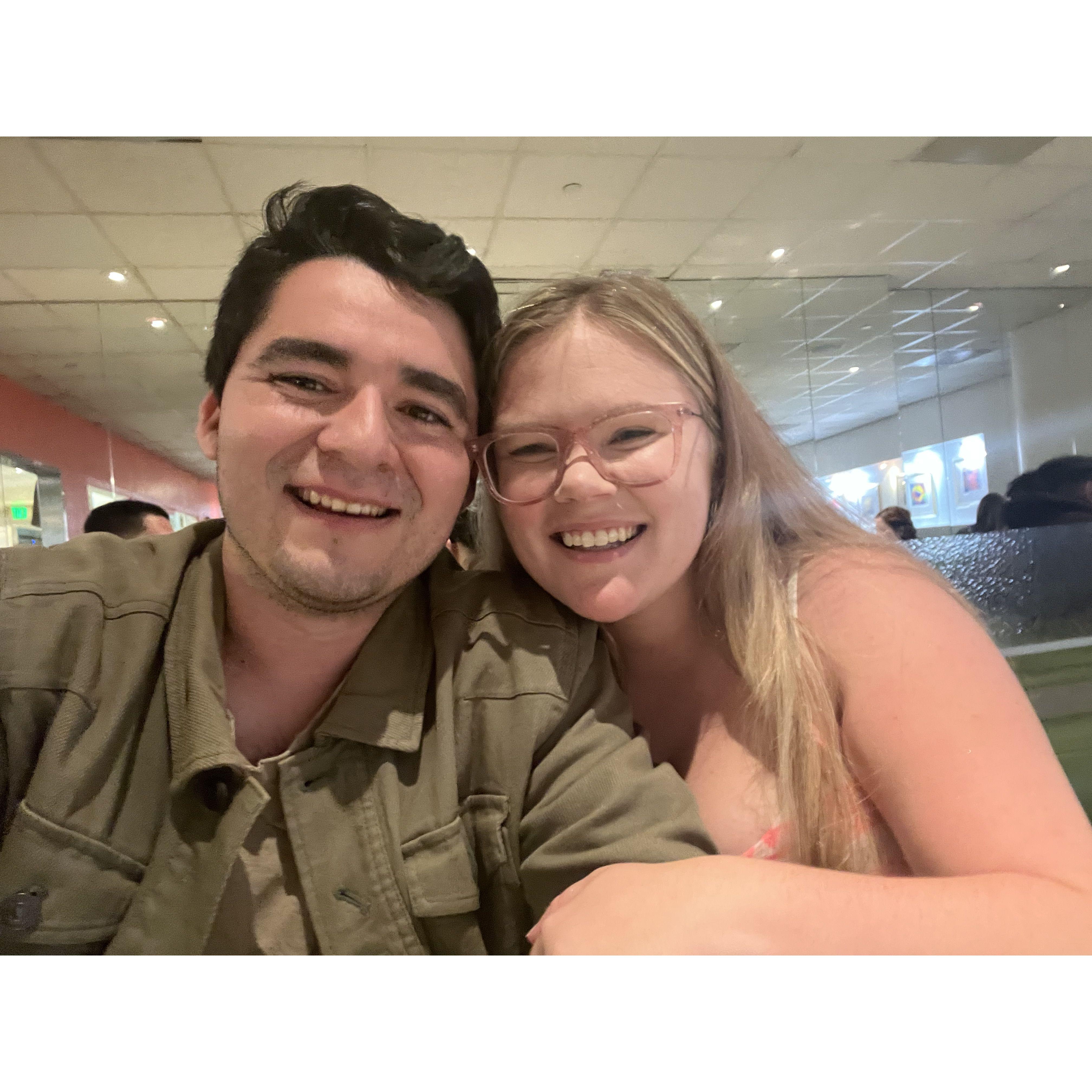 Taken on our very first date at Lala Grill in Monterey, California, where it all began!