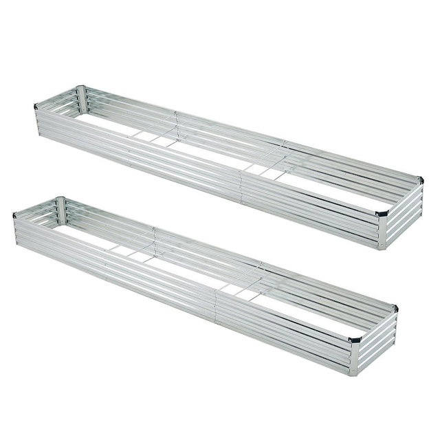 Foxlang 12x2x1ft(2 Pack) Galvanized Raised Garden Bed,Outdoor Planter Box Metal Patio Kit Planting Bed for Vegetables Flowers Herb,Silver