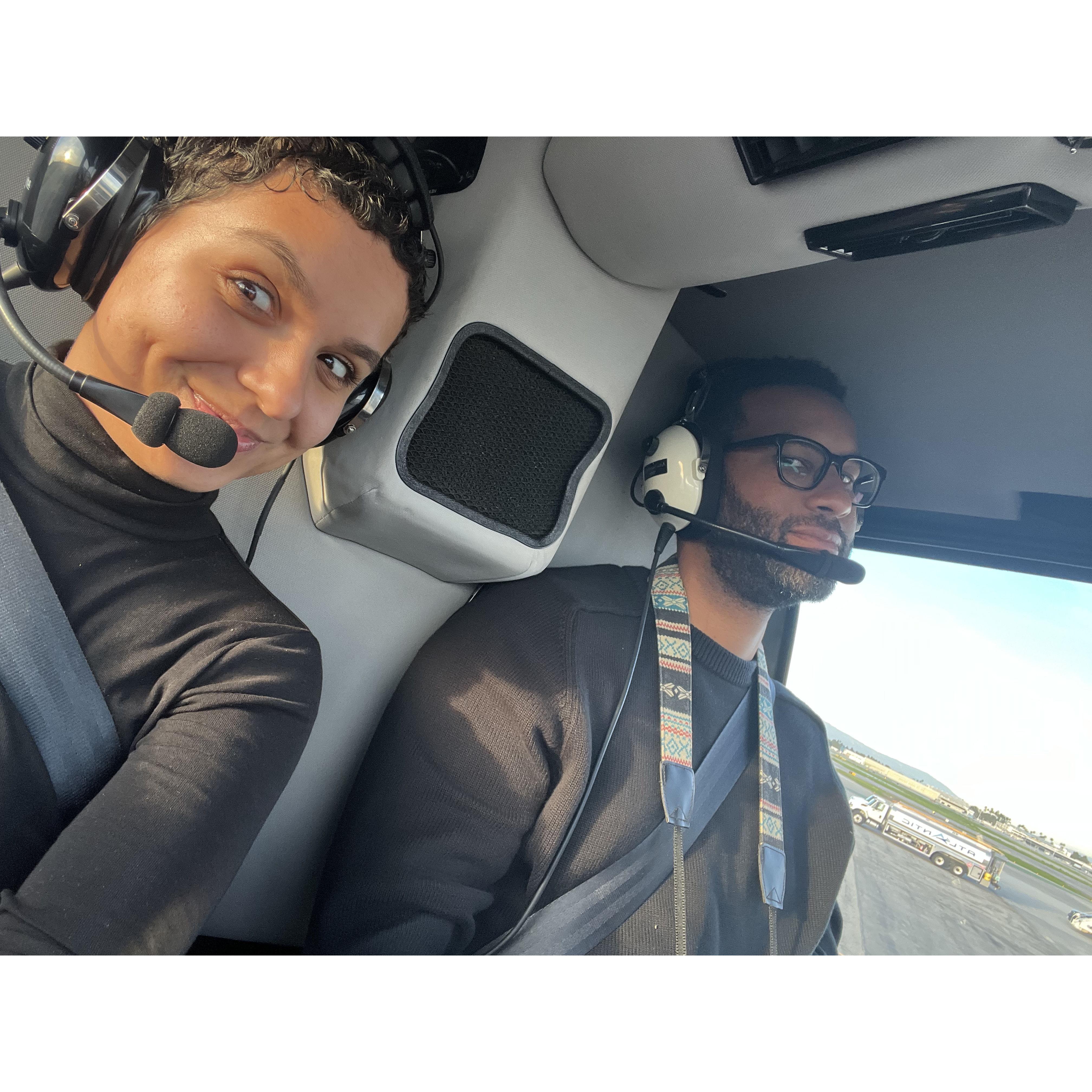 On our 3rd anniversary, Theo surprised Maddi with a helicopter ride around Los Angeles!
