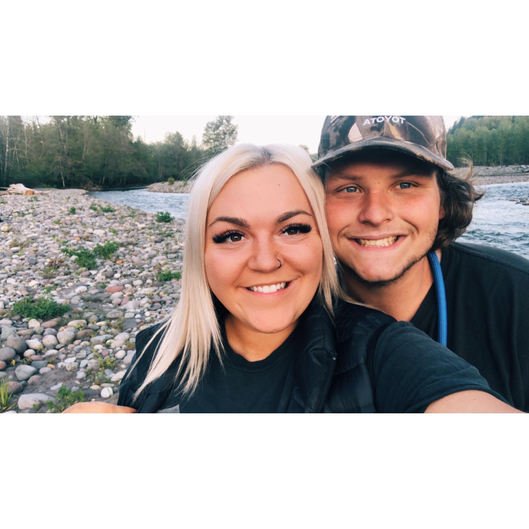 one of our MANY trips down to the river, Conners favorite place to be 🎣