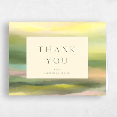 Cream, Yellow Wedding Thank You - Highland Landscape
