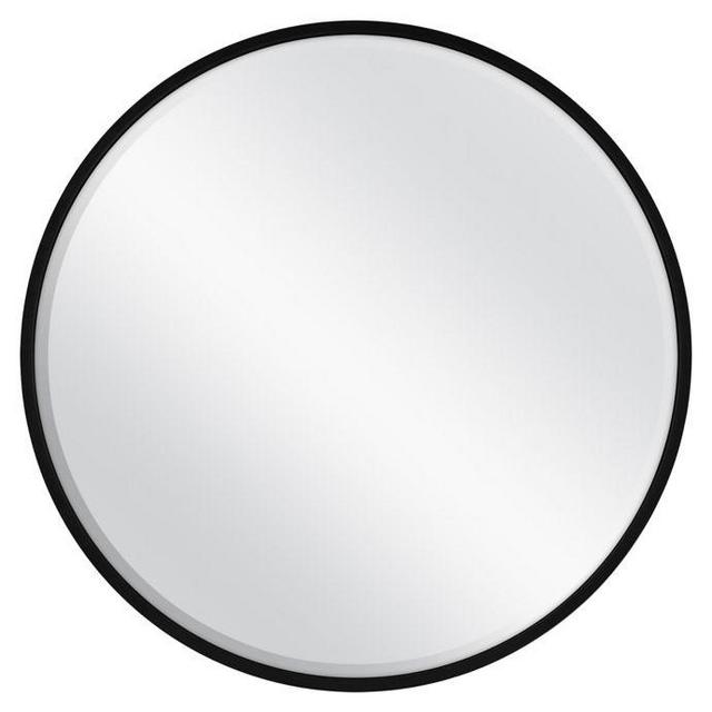 26-Inch Round Metal Mirror in Black
