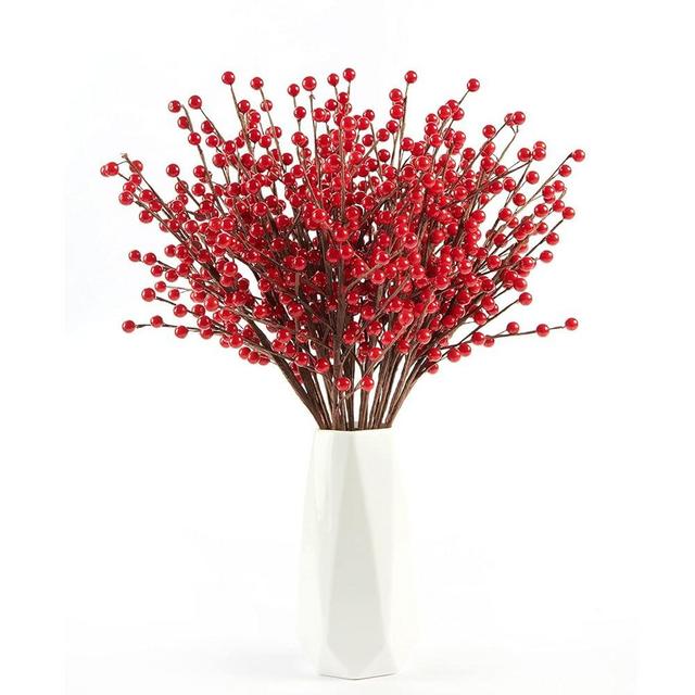 joyhalo 36 Pack Red Berry Stems - 17'' Holly Berry Stems, Red Berries Christmas Decor, Red Berry Picks for Christmas Tree Filler Branches, Artificial Cranberries Ornaments Crafts Holiday Home Decor