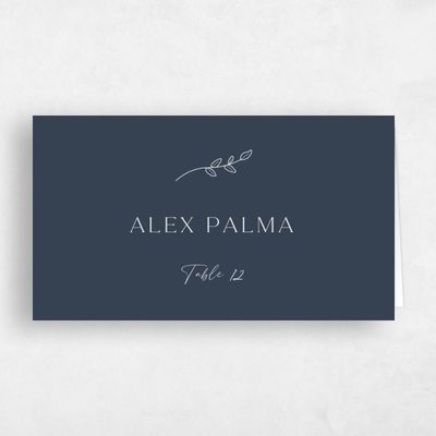 Blue Typography Wedding Place Card - Oakbrook