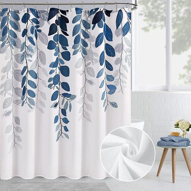 Blue Eucalyptus Shower Curtain for Bathroom Floral Watercolor Leaves on The Top Shower Curtain Vines Botanical Shower Curtain Natural Shower Curtain Nature Country Style Vine Bathroom Decor 72x72