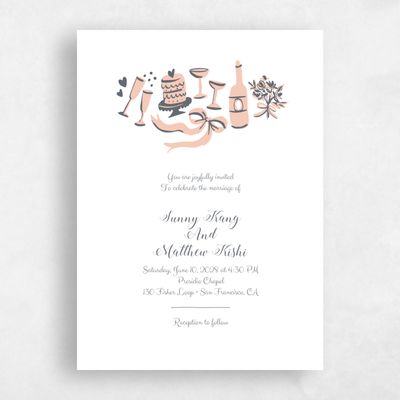 Peach, Orange Wedding Invitation - Remi Classic
