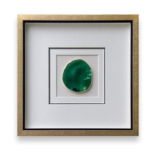 ARTECORS Handmade 40x40cm Gold Edge Agate 3d Wall Art with Shadow Box Frame Front Glass for Living Room Bedroom Decoration