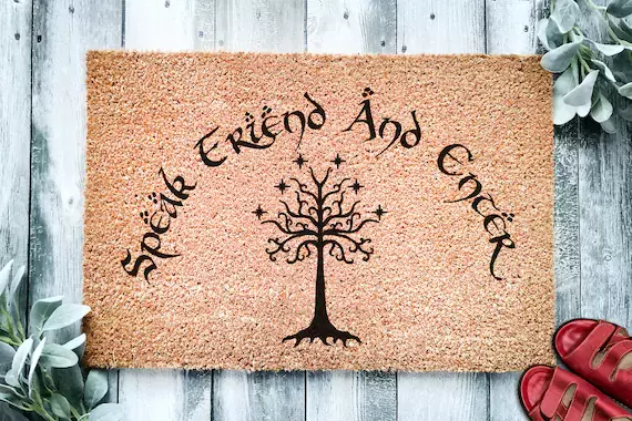 Speak Friend And Enter v2 | Geek Chic Doormat | Nerdy Housewarming Gift | Doormat Closing Gift | Welcome Doormat | Home Decor