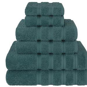American Soft Linen Luxury 6 Piece Towel Set, 2 Bath Towels 2 Hand Towel 2 Washcloths, 600 GSM 100% Cotton Turkish Towels for Bathroom, Teal Towel Sets