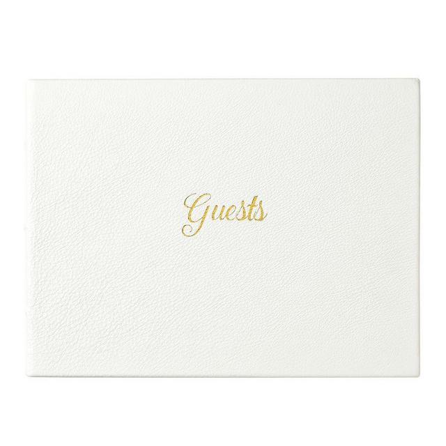 Leather Guest Book, White