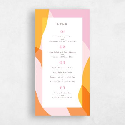 Flamingo, Pink Wedding Menu - Everly