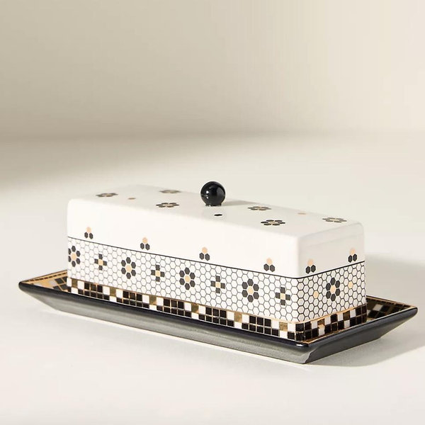 The Bistro Tile Stoneware Butter Dish