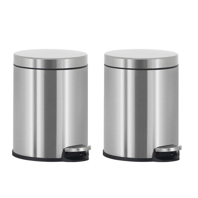 Stainless Steel Mini Garbage Can, 1.6 Gallon/6 L, Soft Close Lid, Odor Proof, Step Trash Can for Bathroom Bedroom