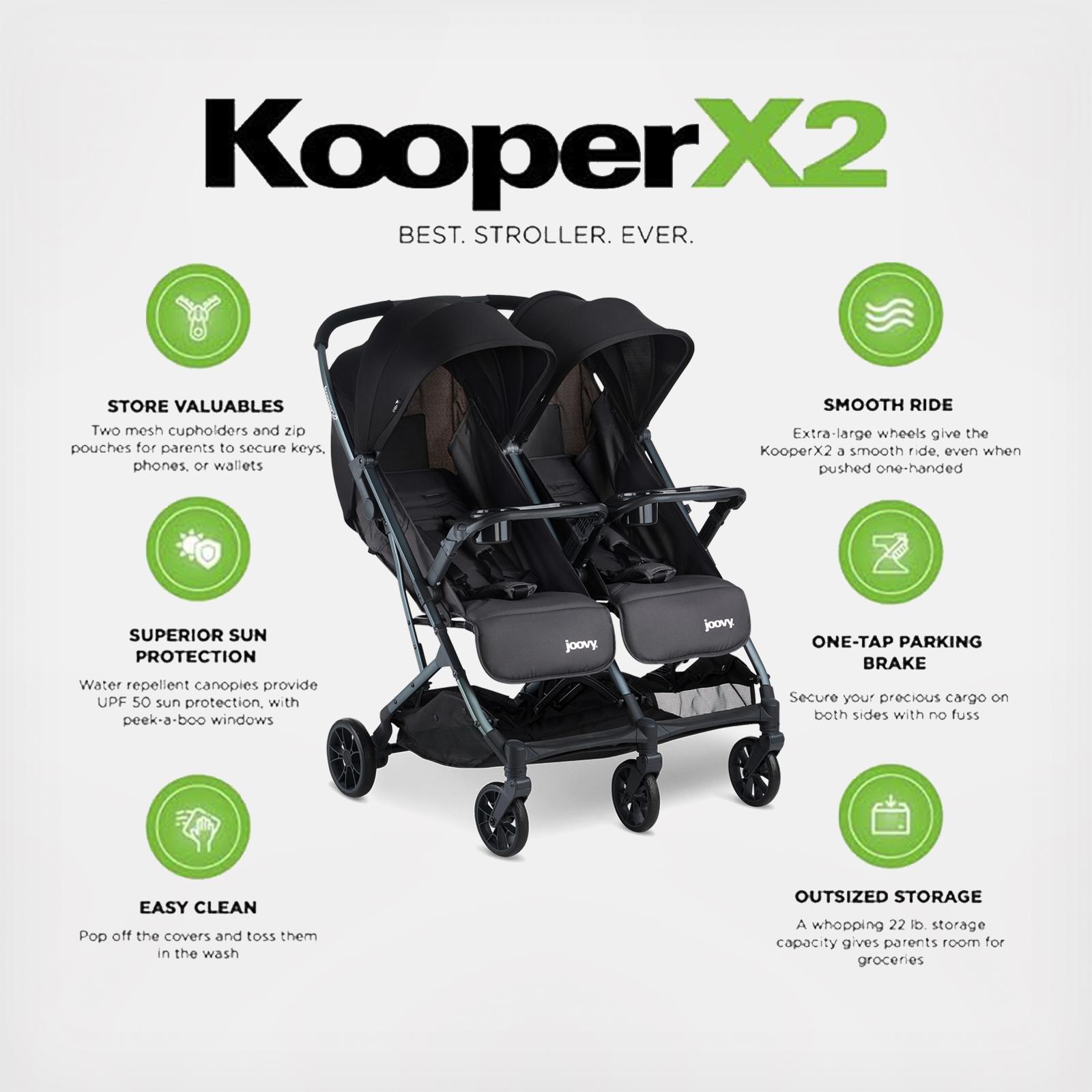 Joovy, KooperX2™ Lightweight Compact Double Stroller with Tray