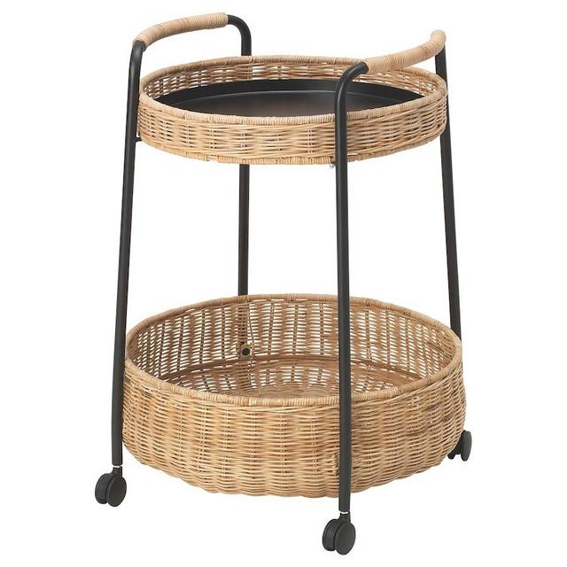 LUBBANServing cart with storage, rattan/anthracite