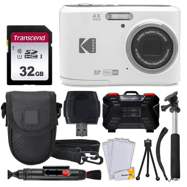 Kodak PIXPRO FZ45 Digital Camera + 32GB Memory Card + Point and Shoot Camera Case + Extendable Monopod + Lens Cleaning Pen + LCD Screen Protectors + Table Top Tripod â€“ Ultimate Bundle (White)