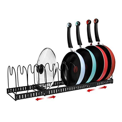 X-cosrack 11 Dividers Pot Pan Lid Rack Bakeware Cupboard Organizer, Expandable, Patent Pending. Black