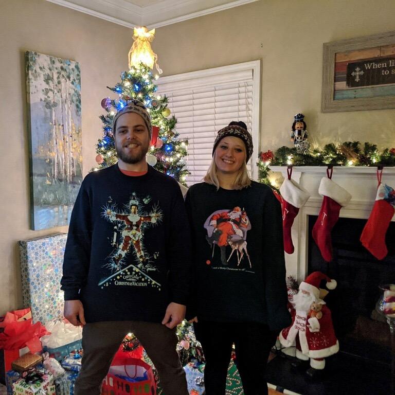 We love to do coordinated outfits for Christmas; we still have these sweaters and hats and wear them every year!