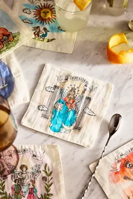 Tarot Linen Cocktail Napkins, Set of 6