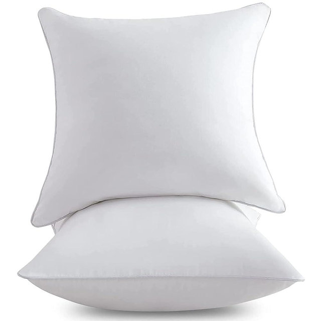 FAVRIQ 26 x 26 Throw Pillow Inserts with 100% Cotton Cover Square Cushions for Chair Bed Couch Car Down Alternative Pillow Form Sham Stuffer Decorative Pillow Insert White Sofa Pillow (Set of 2)