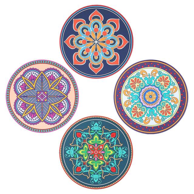 Longjet Silicone Trivet Mats for Hot Pots and Pans, Pot Holders for Kitchen Heat Resistant (Set of 4, Vintage Ethnic Floral)
