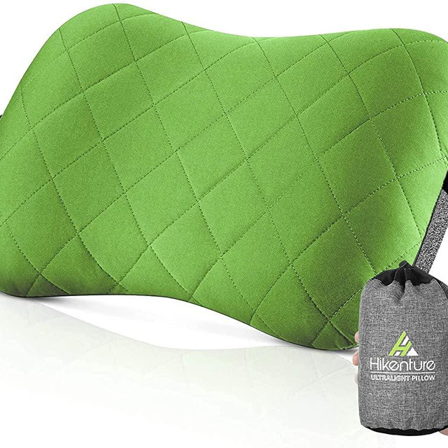 Hikenture Camping Pillow with Removable Cover - Ultralight Inflatable Pillow for Neck Lumber Support - Upgrade Backpacking Pillow - Washable Travel Air Pillows for Camping, Hiking, Backpacking