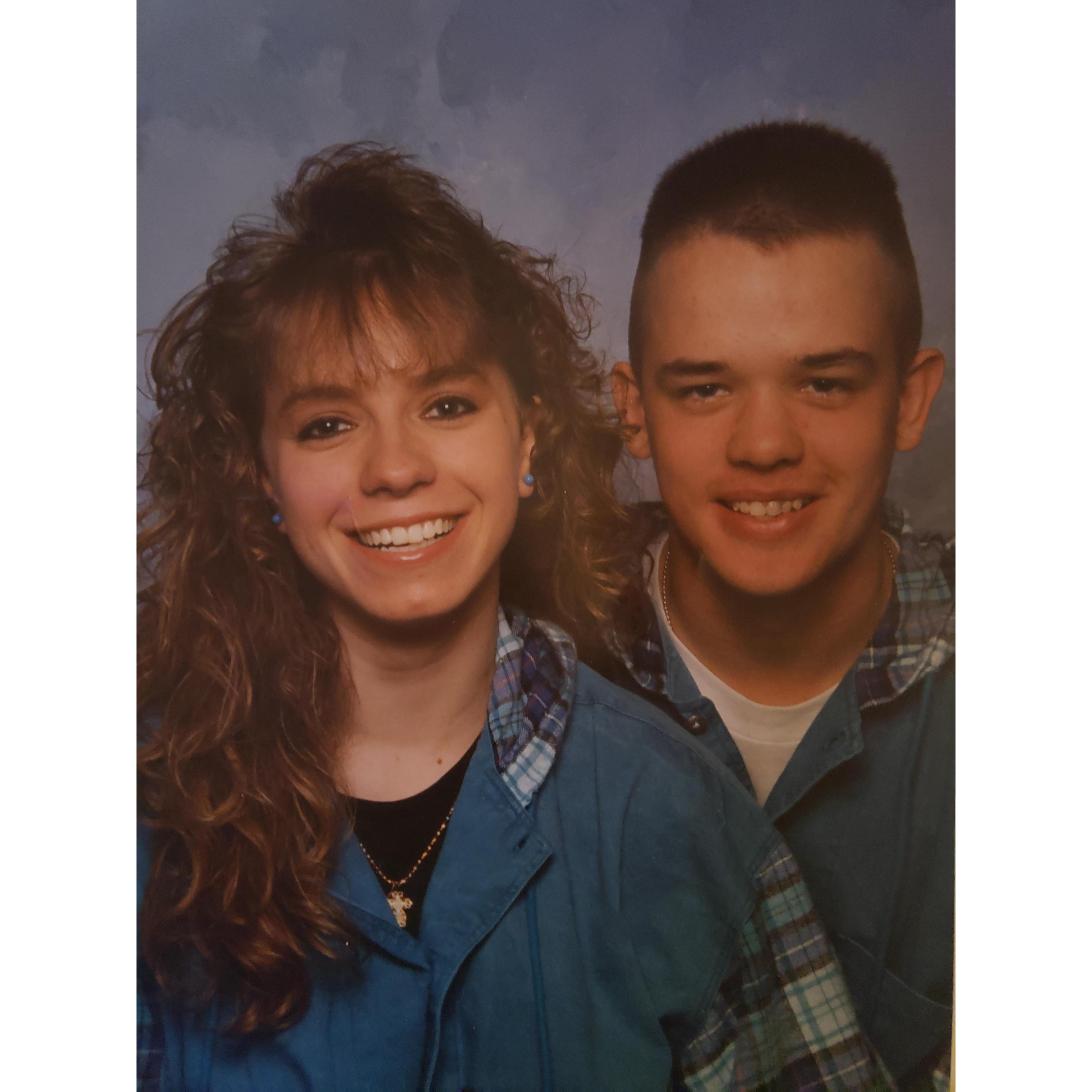 1993 when I thought matching shirts were cool. He is such a trooper!