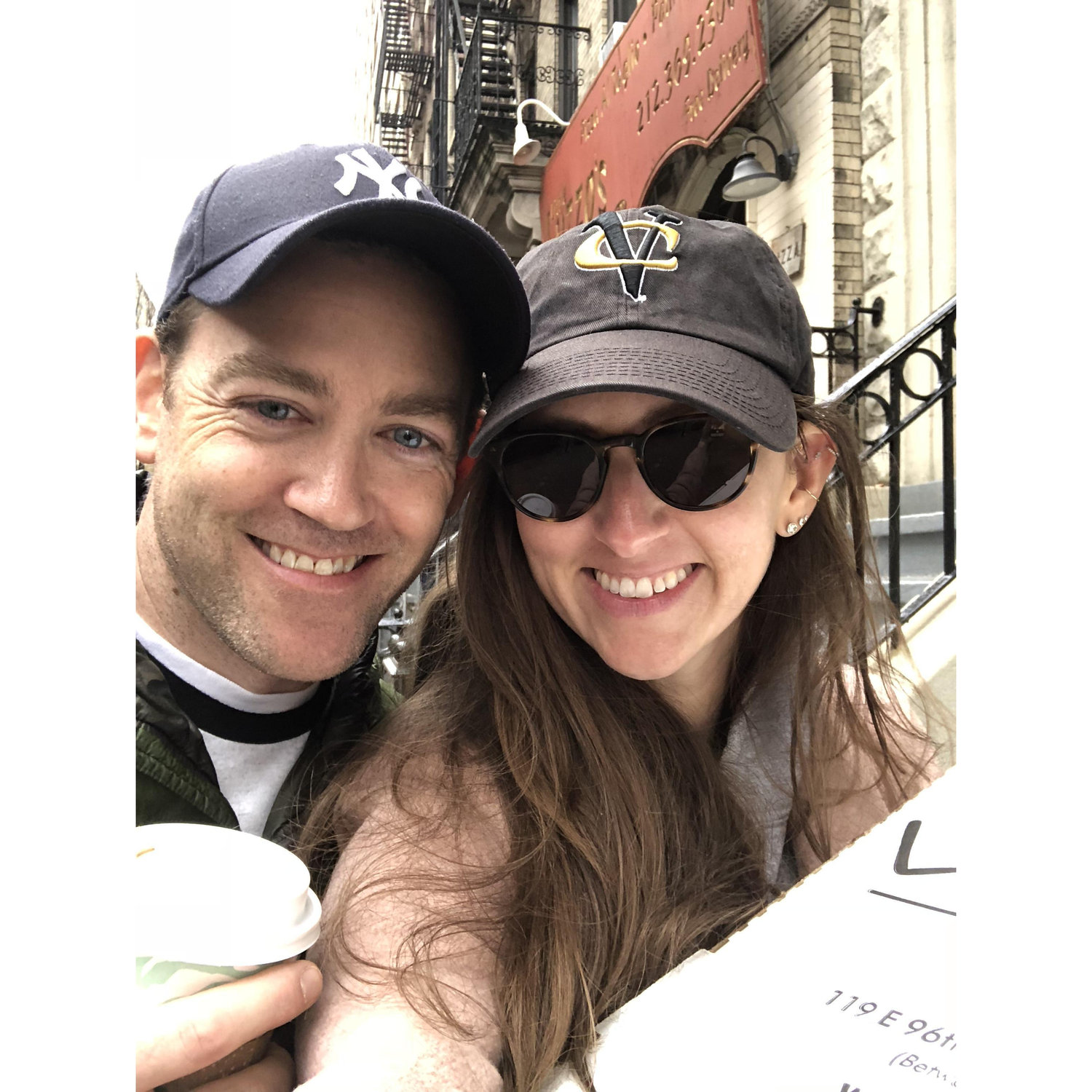 The first thing we did after getting engaged in Central Park was grab a cup of joe and a New York slice!