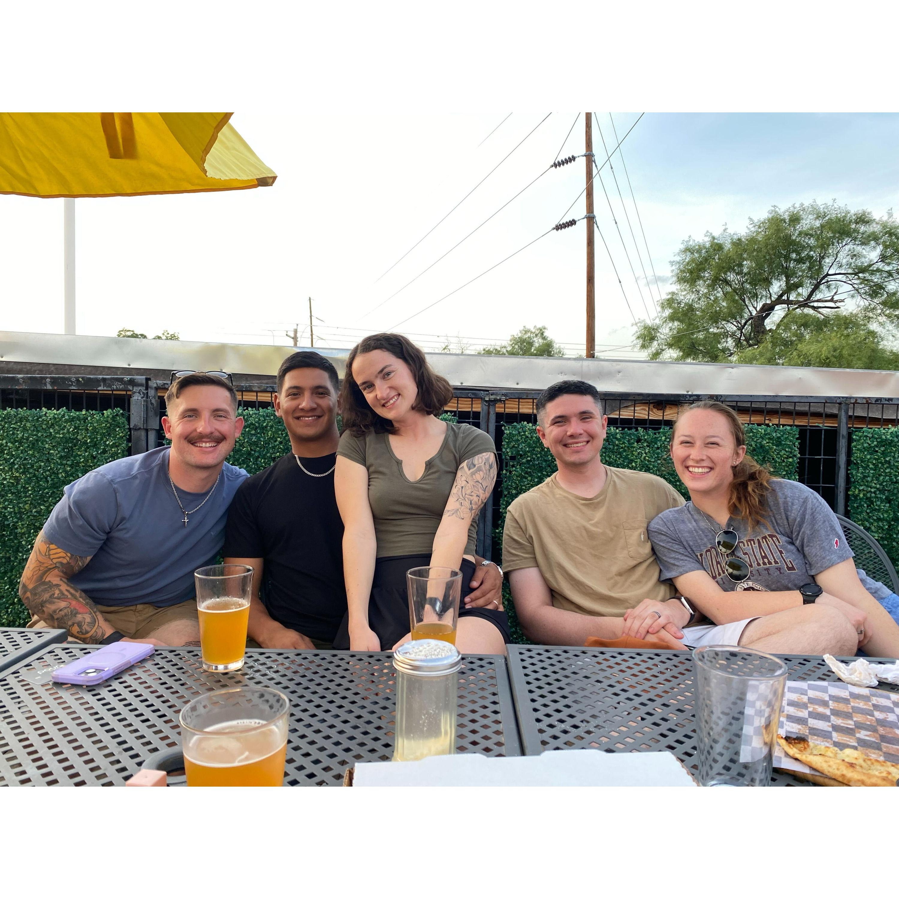 Last class dinner featuring Audrey, Sebastian, and Alec.
