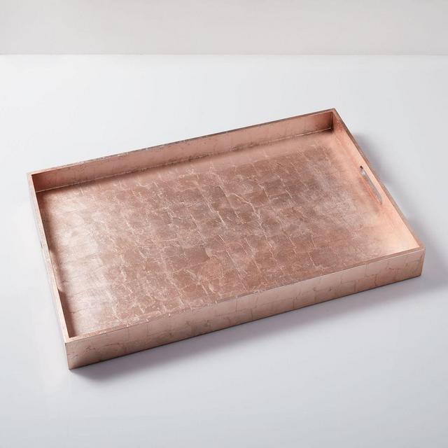 Lacquer Wood Tray, 18x28", Rose Gold