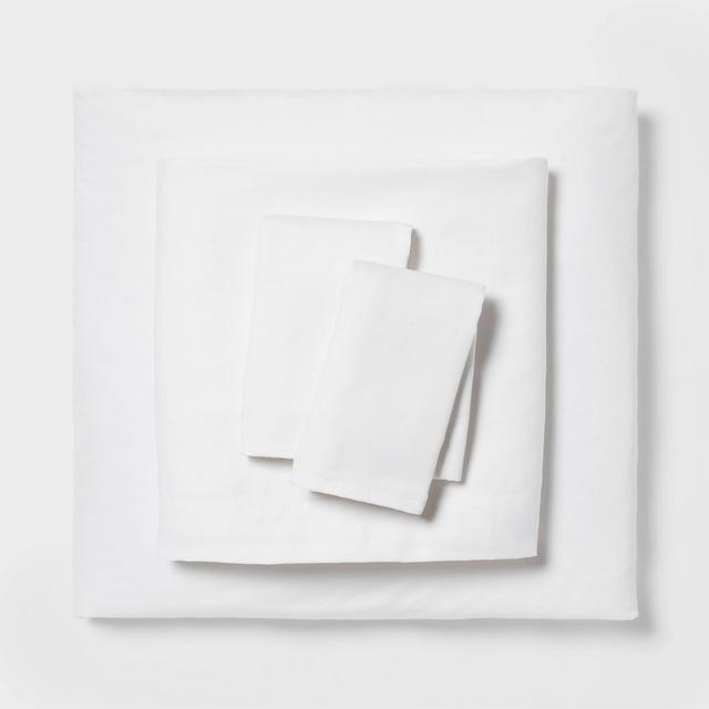 King Cotton Blend Sateen Sheet Set White - Room Essentials™