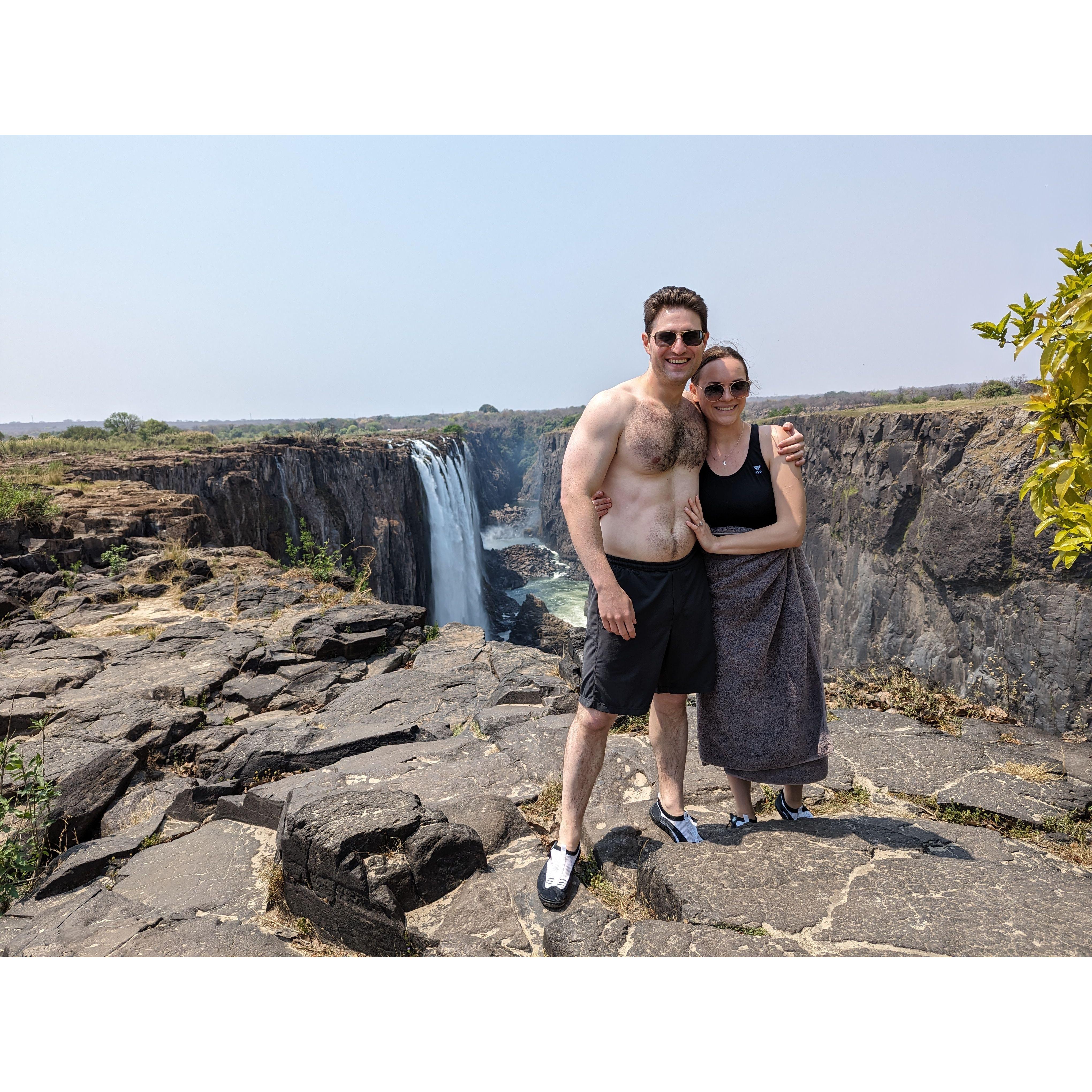 After taking a dip in Devil's Pool in Zambia