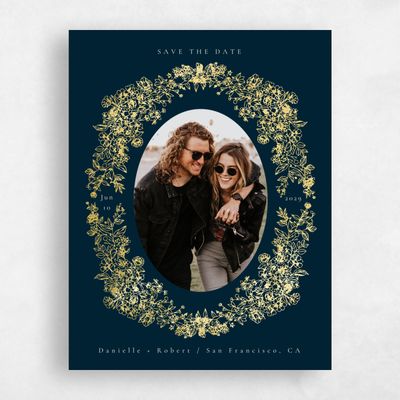 Darkest Teal, Blue Wedding Save the Date - Sawyer Photo Foil