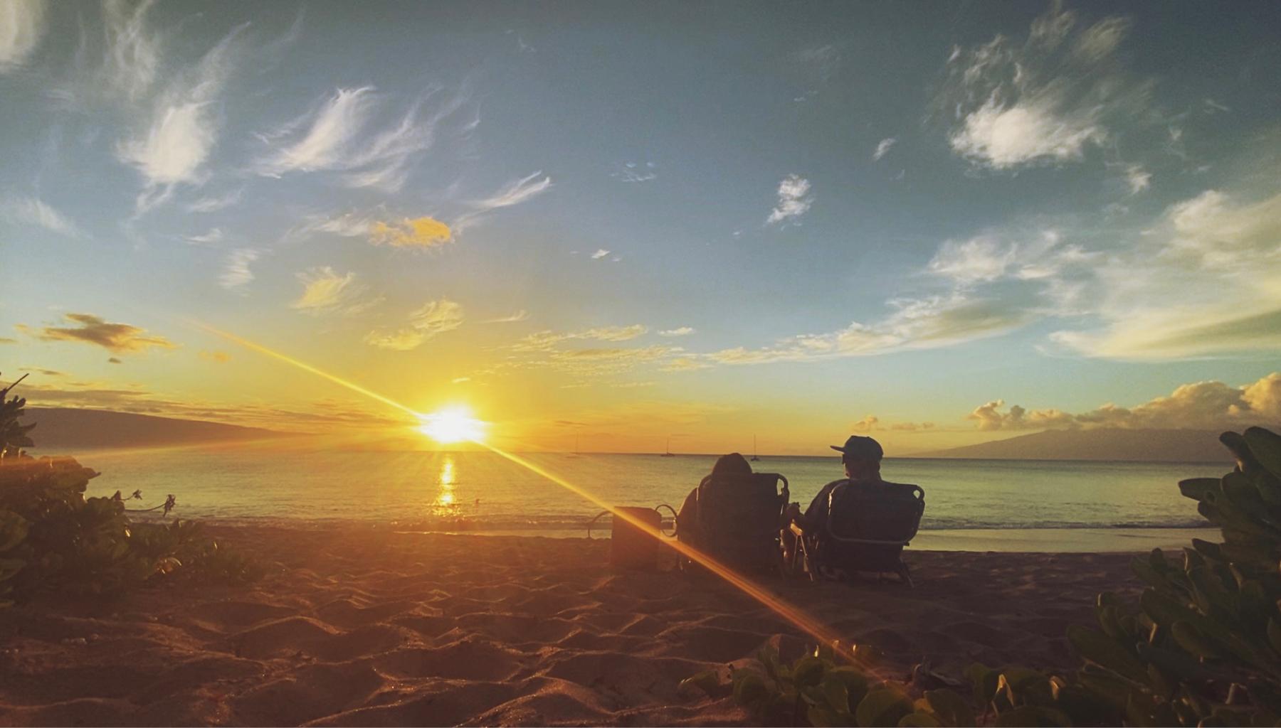 On the beaches of Hawaii enjoying engaged life.