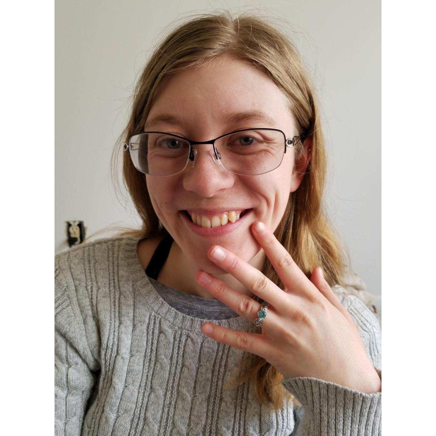 While Erika knew about the ring, the actual proposal took her by surprise! This photo was taken right afterward.