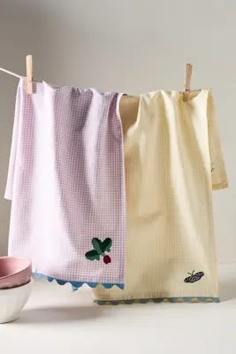 Indira Embroidered Dish Towels, Set of 2