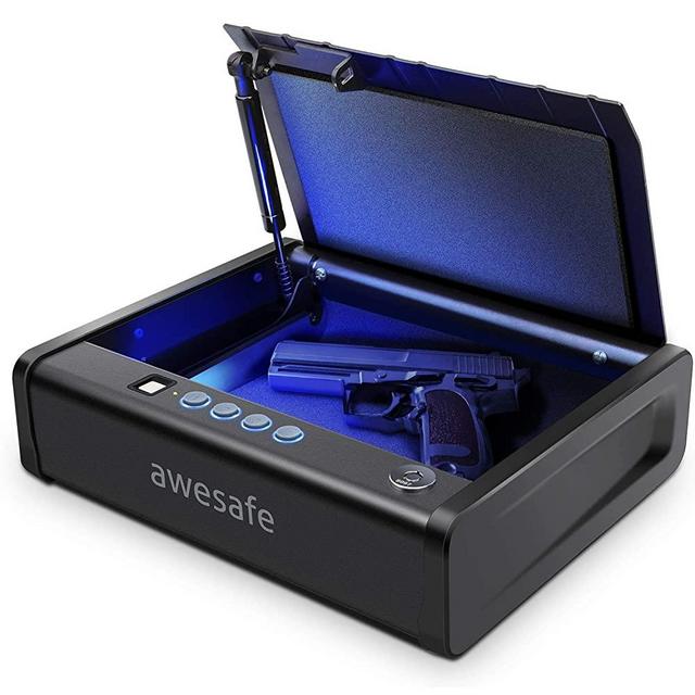 awesafe Gun Safe with Fingerprint Identification and Biometric Lock One Handgun Capacity (Tight Stocks, Limit one Purchase)