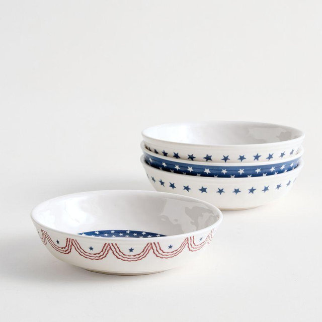 Cabana Americana Bunting Melamine Dip Bowls , Mixed Set of 4 - Multi