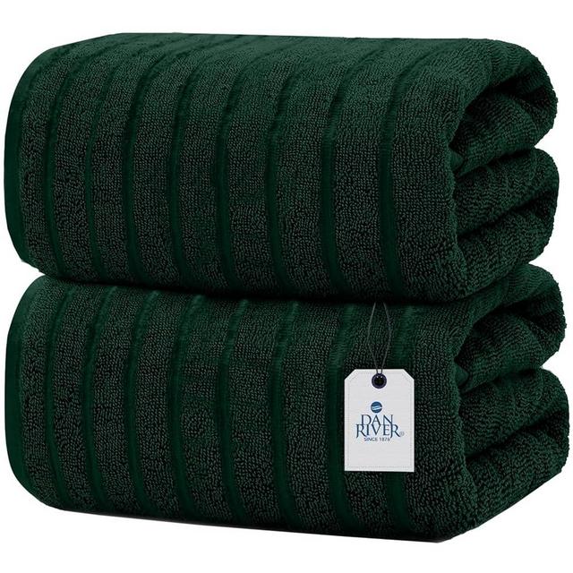 DAN RIVER Bath Sheets Set of 2 – 550 GSM Ultra Super Soft Sheets with Speed Breaker Design – 100% Cotton Large Bath Towels for Bathroom, Home, Hotel, Spa – 35”x70” in Hunter Green