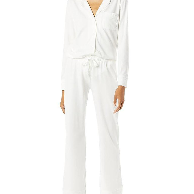 Amazon Essentials Women's Cotton Modal Long-Sleeve Shirt and Full-Length Bottom Pajama Set