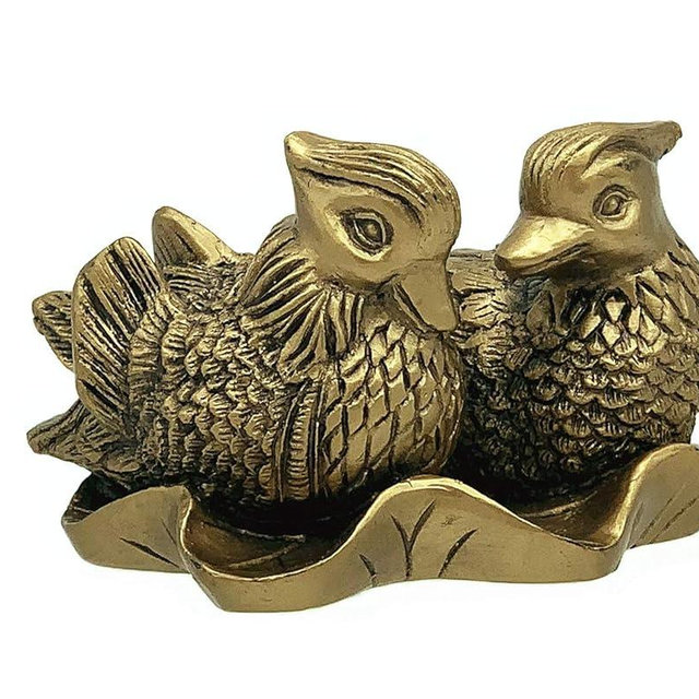 Betterdecor Feng Shui Chinese Mandarin Yuan Yang Love Birds Statue Figurine Home Office Decor for Romance and Love