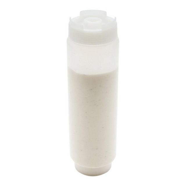 FIFO Inverted Plastic Squeeze Bottle with Refill and Dispensing Lids - First In First Out - Perfect for Restaurants, Catering, and Food Trucks - 1ct box - Restaurant ware, 16 oz, Clear