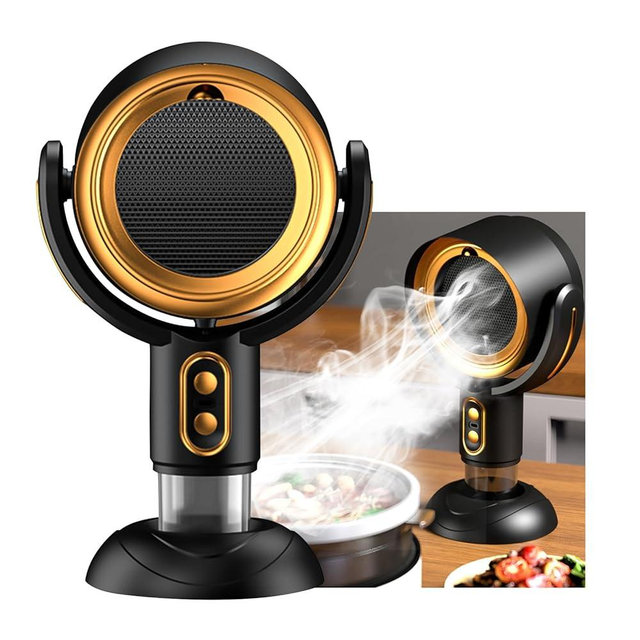 Yoicee Portable Range Hood for Kitchen Cooking, USB Rechargeable, Desktop Kitchen Exhaust Fan with 2 Speed for Indoor & Outdoor RV BBQ, Hot Pot Camping, (Gold)