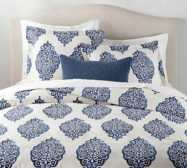 Asher Medallion Organic Percale Duvet Cover & Shams - Twilight