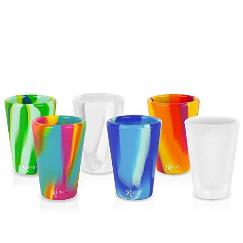 SILIPINT SiliconeShot Glasses, U.S. Patented, Unbreakable, Freezable, Heat Resistant, Amazing Party Shot Glass (Set of 6) (6-Pack, Tie-Dye Variety)