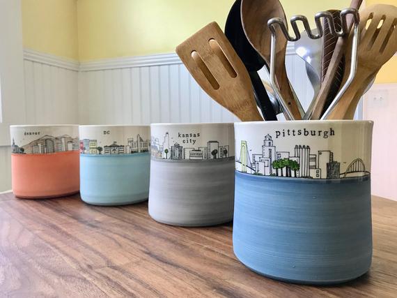 MADE TO ORDER ~L.A. City Skyline Utensil Holder